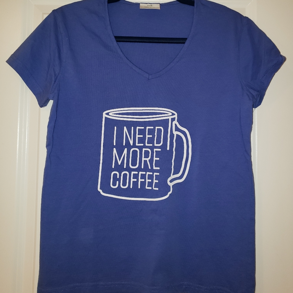 NWOT  blue coffee t shirt